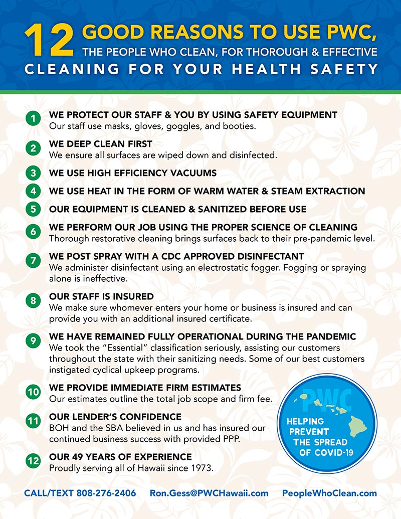 12 Reasons to hire the People Who Clean | Maui Cleaning Company